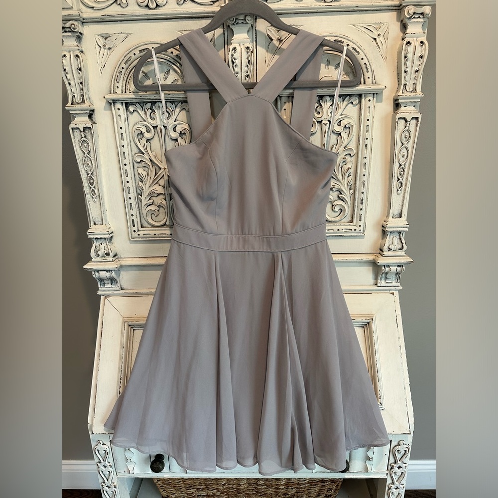 Small LULUS Forevermore Grey Skater Dress